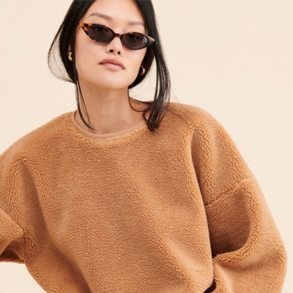 CAPULET Anthro Favorite Teddy Pullover Sweater Fuzzy Sherpa Sweatshirt Top Sz S - Picture 12 of 14